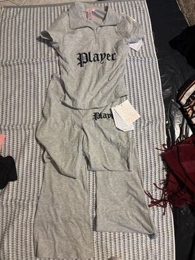 Love, Fire Gray 'Player' Two-Piece Pantsuit